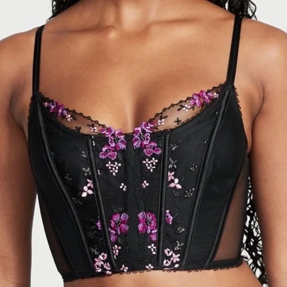 Victoria’s Secret (NWT) Very sexy floral embroidered corset lingerie top - Picture 1 of 8